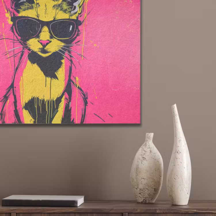 Kat - Art - Zonnebril - Roze PET vilt klein -sfeer6_closeup