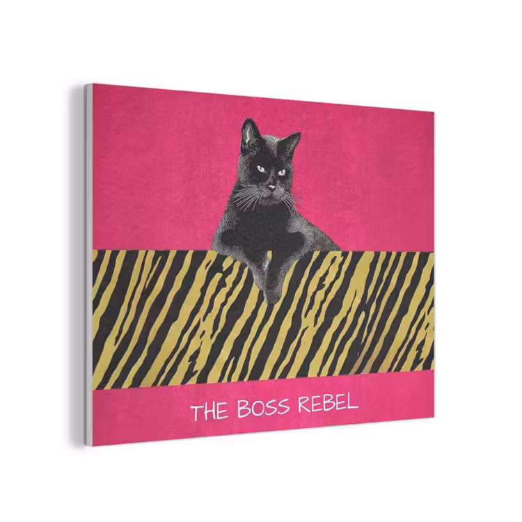 Kat - Baas - Roze - Tijgerprint PET vilt klein -3d