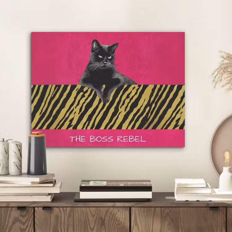 Kat - Baas - Roze - Tijgerprint PET vilt klein -sfeer1