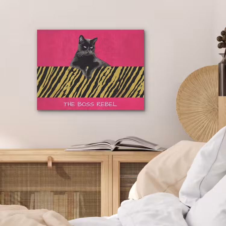 Kat - Baas - Roze - Tijgerprint PET vilt klein -sfeer3