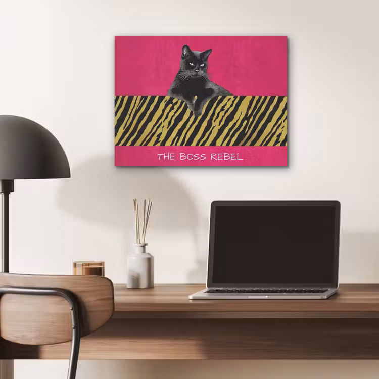Kat - Baas - Roze - Tijgerprint PET vilt klein -sfeer5