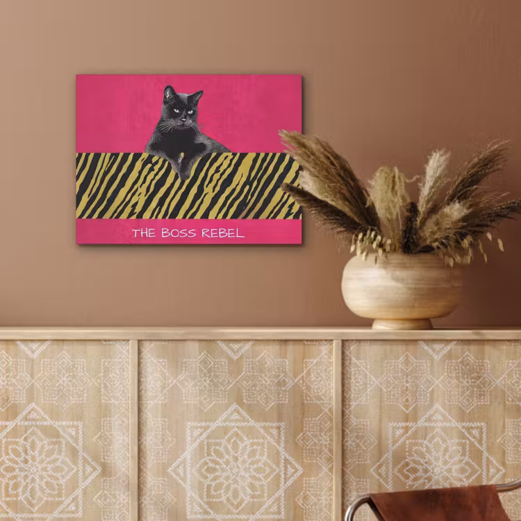 Kat - Baas - Roze - Tijgerprint PET vilt klein -sfeer4