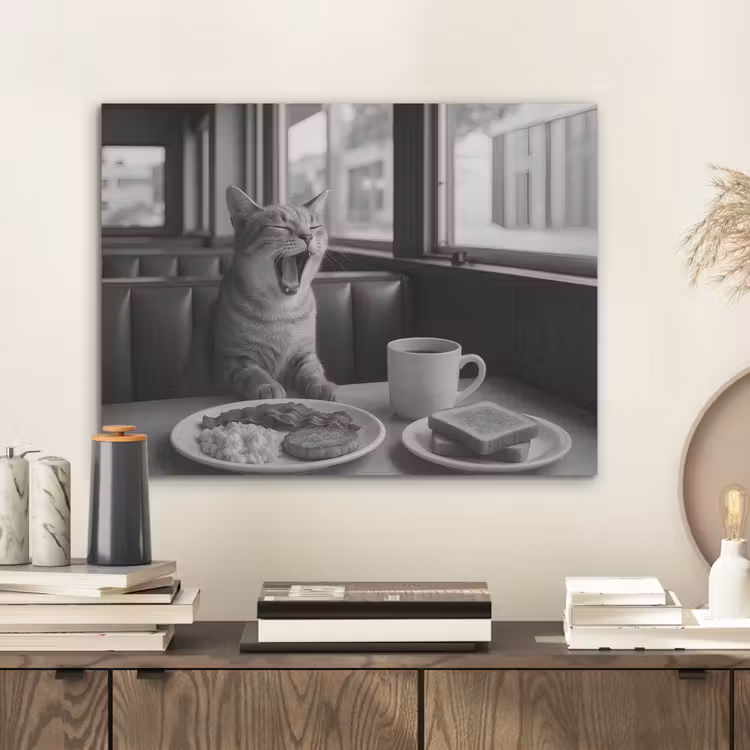 Kat - Koffie - Brood - Zwart PET vilt klein -sfeer1