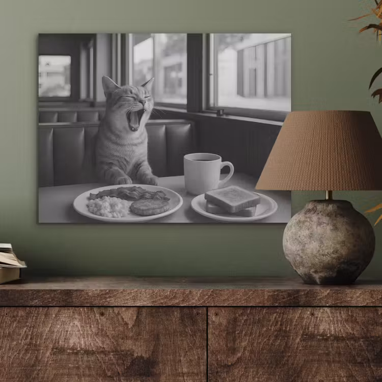 Kat - Koffie - Brood - Zwart PET vilt klein -sfeer2