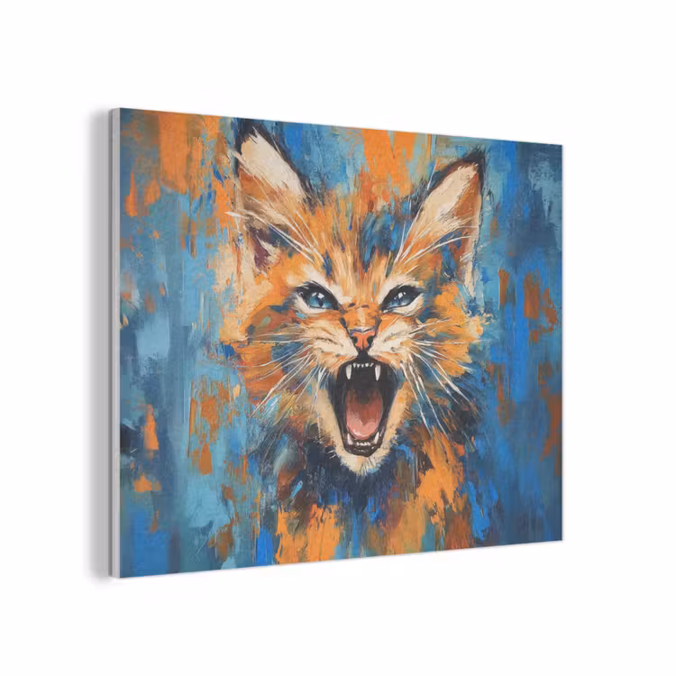 Kat - Kleurrijk - Oranje - Blauw PET vilt klein -3d