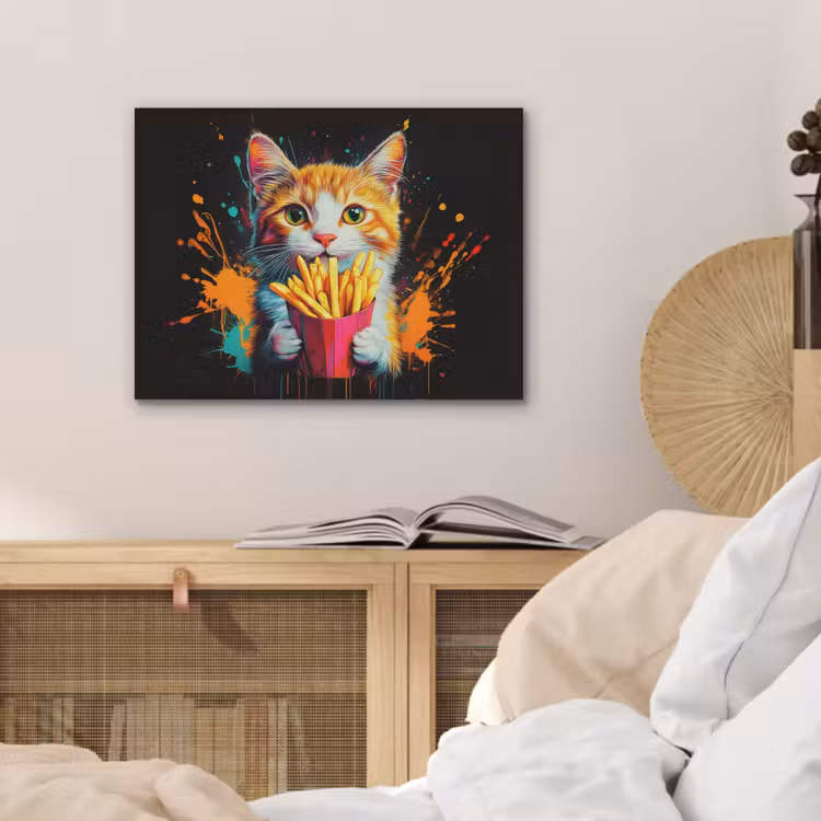 Kat - Eten - Patat - Graffiti - Abstract PET vilt klein -sfeer3