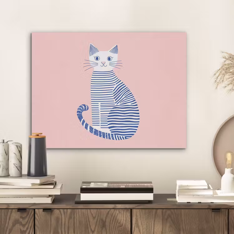 Kat - Illustratie - Minimalistisch - Roze PET vilt klein -sfeer1