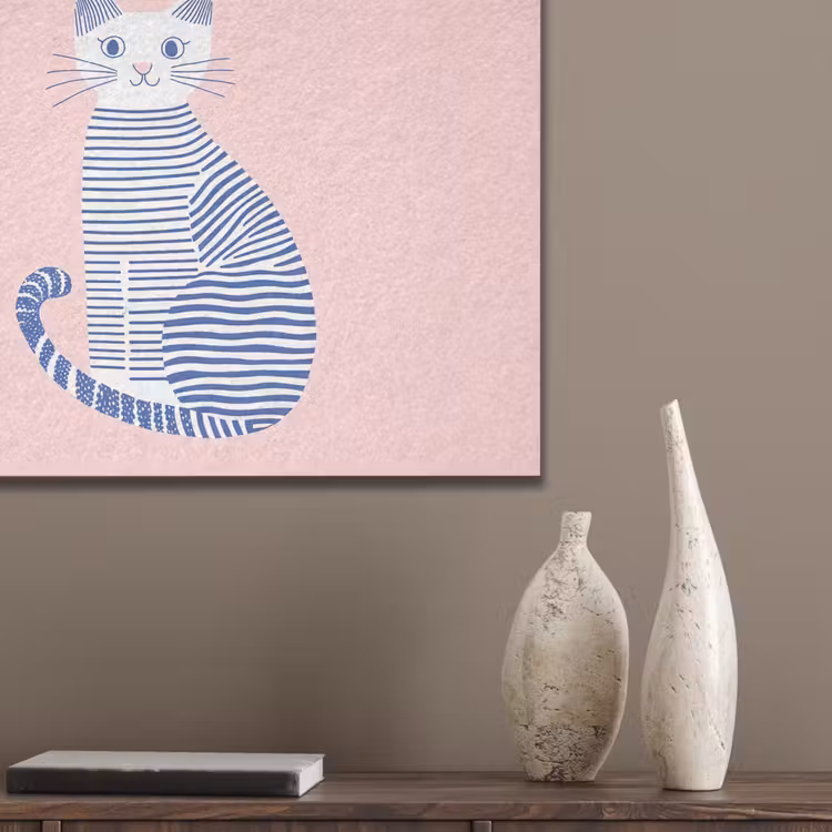 Kat - Illustratie - Minimalistisch - Roze PET vilt klein -sfeer6_closeup