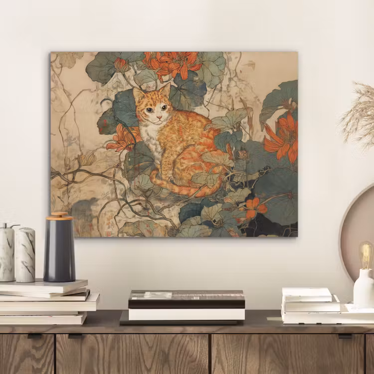 Kat - Sierlijk - Bloemen PET vilt klein -sfeer1
