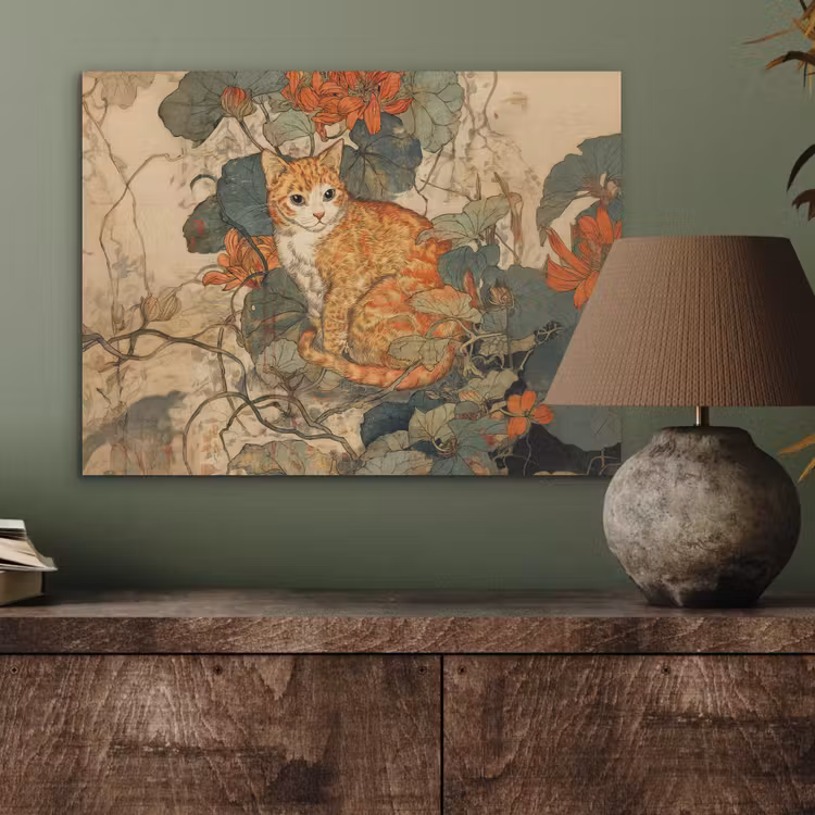 Kat - Sierlijk - Bloemen PET vilt klein -sfeer2