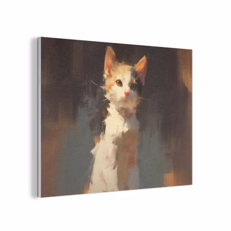 Kat - Geschilderd - Artistiek - Wit PET vilt klein -3d