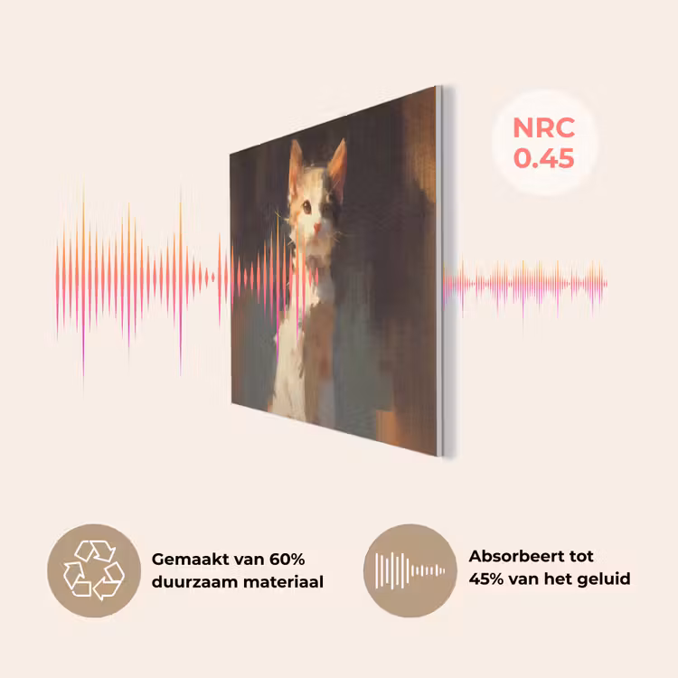 Kat - Geschilderd - Artistiek - Wit PET vilt klein -USP_NL