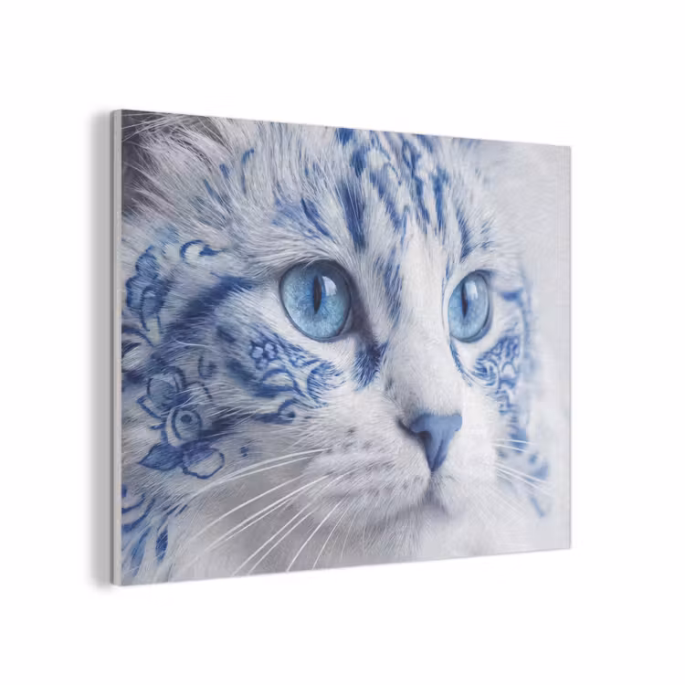 Kat - Patroon - Blauw PET vilt klein -3d