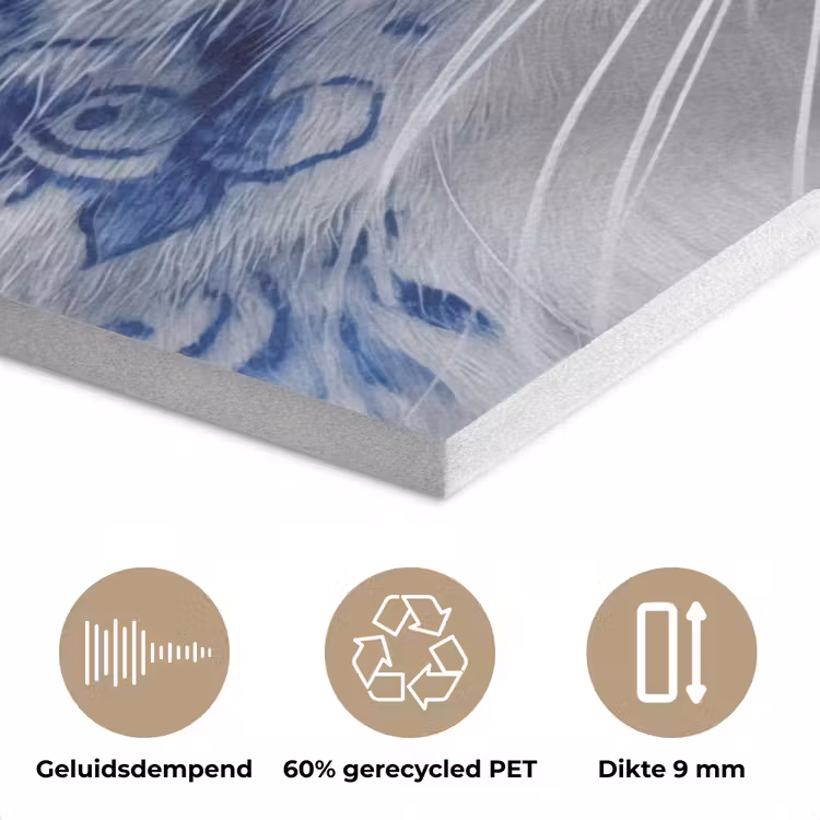 Kat - Patroon - Blauw PET vilt klein -closeup_NL