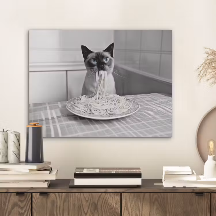 Kat - Siamees - Zwart Wit - Schattig - Dieren PET vilt klein -sfeer1