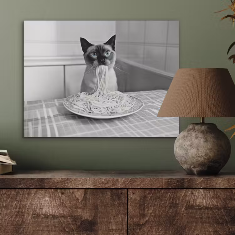 Kat - Siamees - Zwart Wit - Schattig - Dieren PET vilt klein -sfeer2