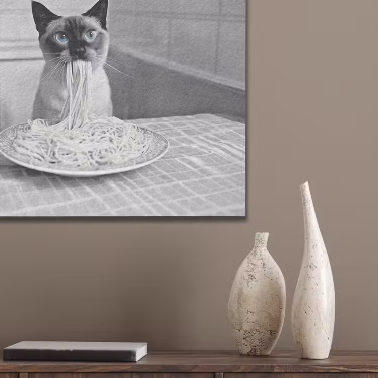 Kat - Siamees - Zwart Wit - Schattig - Dieren PET vilt klein -sfeer6_closeup