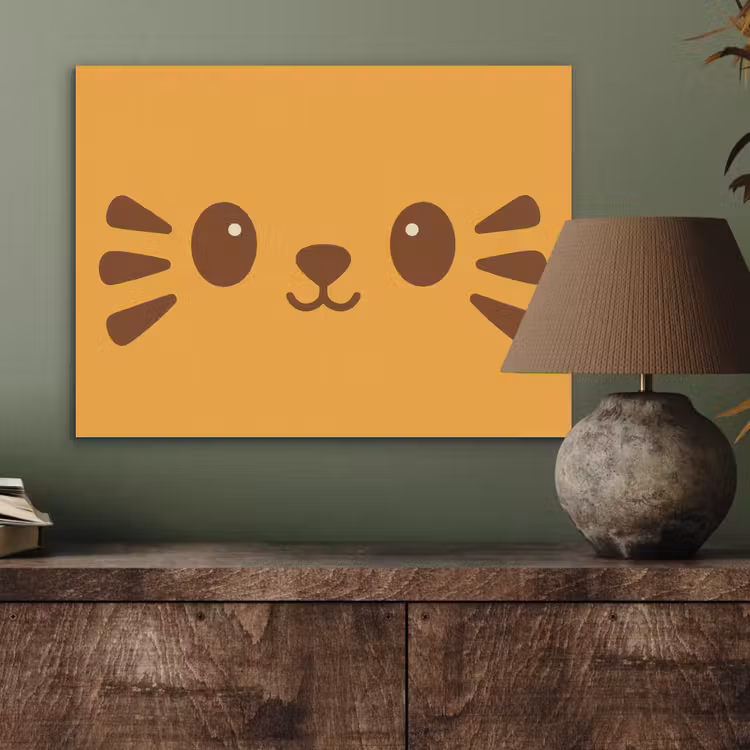 Kat - Simplistisch - Oranje - Vrolijk PET vilt klein -sfeer2