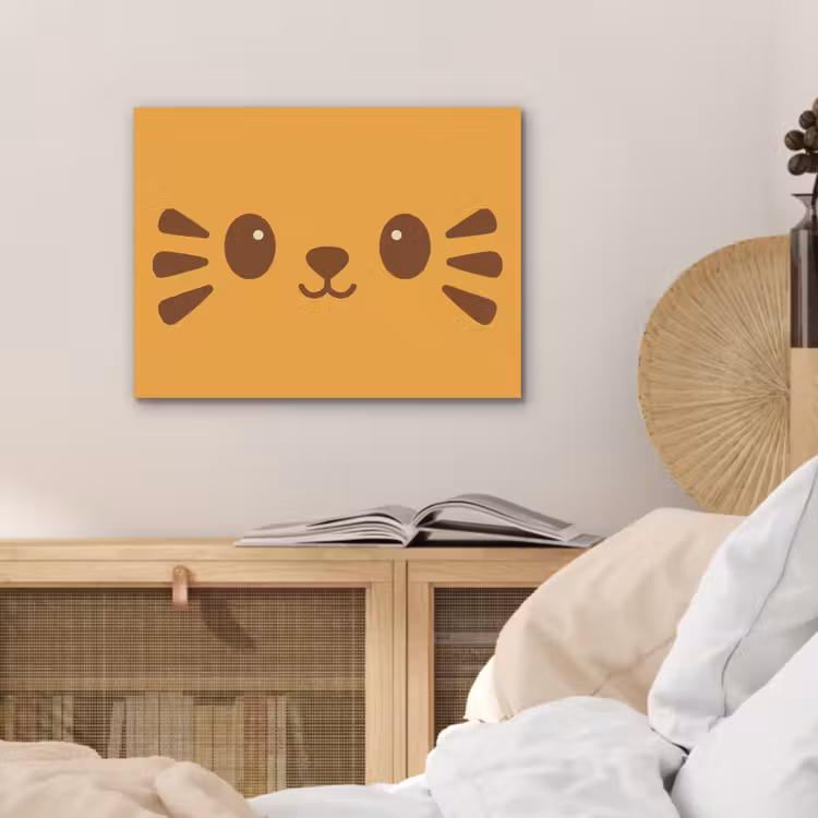 Kat - Simplistisch - Oranje - Vrolijk PET vilt klein -sfeer3
