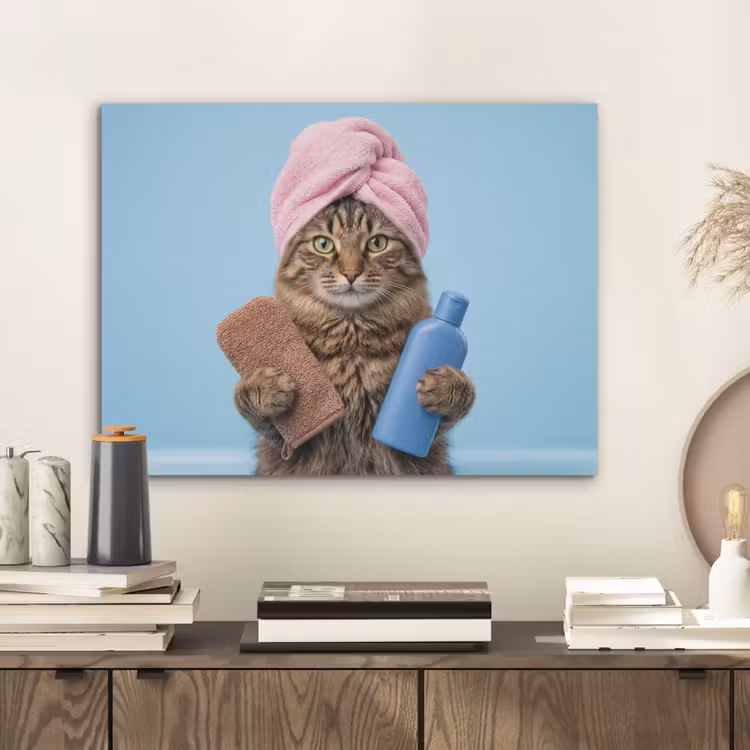 Kat - Handdoek - Washand - Zeep PET vilt klein -sfeer1