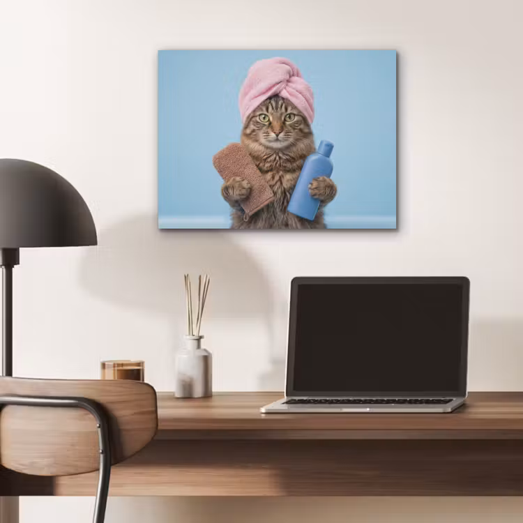 Kat - Handdoek - Washand - Zeep PET vilt klein -sfeer5
