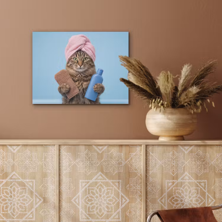 Kat - Handdoek - Washand - Zeep PET vilt klein -sfeer4