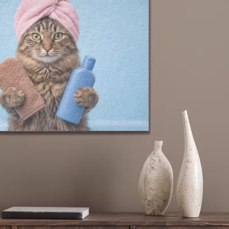 Kat - Handdoek - Washand - Zeep PET vilt klein -sfeer6_closeup