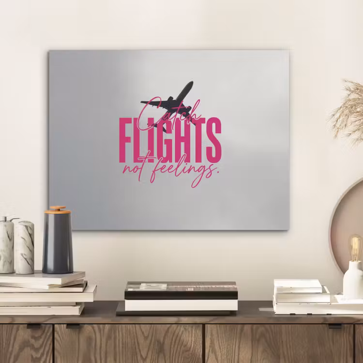 Catch flights not feelings - Vliegtuig - Roze PET vilt klein -sfeer1