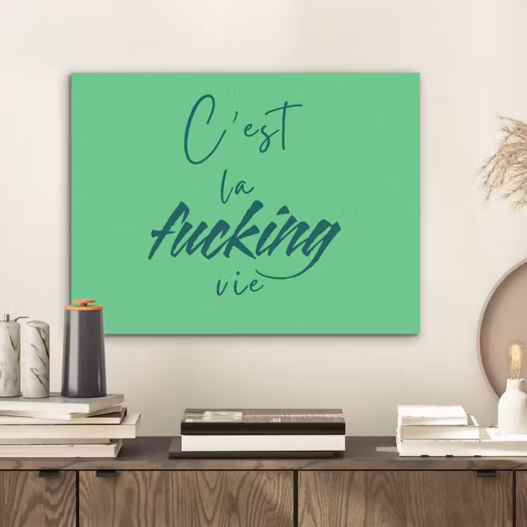 c'est la fucking vie - Groen - Penseelstijl PET vilt klein -sfeer1