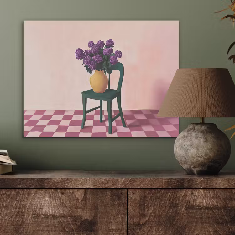 Stoel - Vaas - Bloemen - Geblokt PET vilt klein -sfeer2