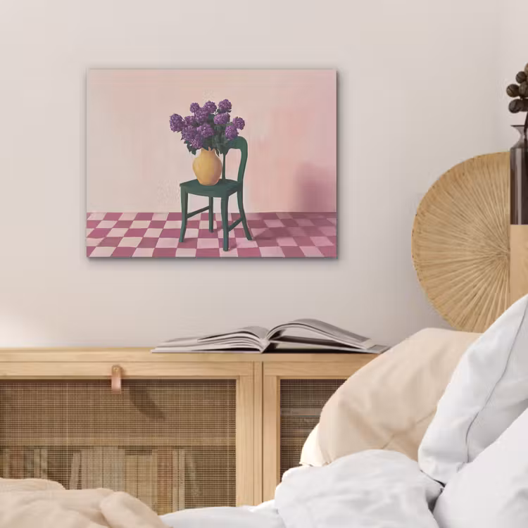 Stoel - Vaas - Bloemen - Geblokt PET vilt klein -sfeer3