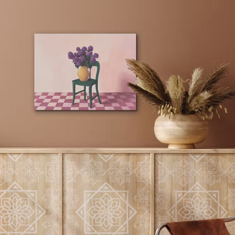 Stoel - Vaas - Bloemen - Geblokt PET vilt klein -sfeer4