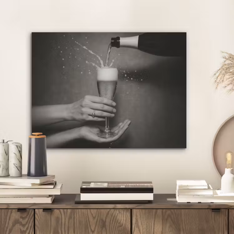 Champagnefles - Glas - Minimalistisch - Spetters PET vilt klein -sfeer1