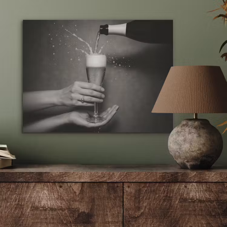 Champagnefles - Glas - Minimalistisch - Spetters PET vilt klein -sfeer2