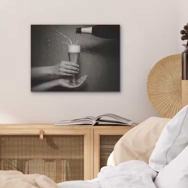 Champagnefles - Glas - Minimalistisch - Spetters PET vilt klein -sfeer3