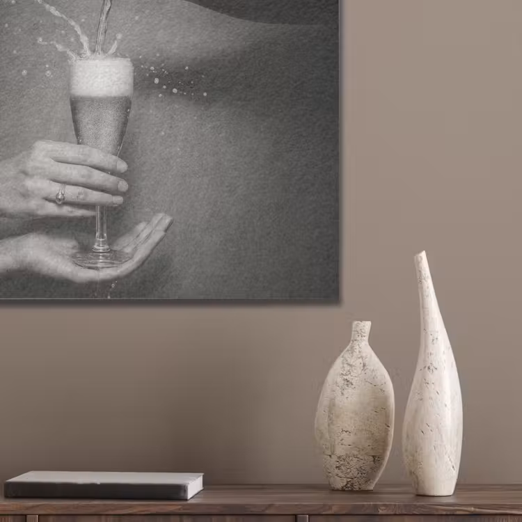 Champagnefles - Glas - Minimalistisch - Spetters PET vilt klein -sfeer6_closeup