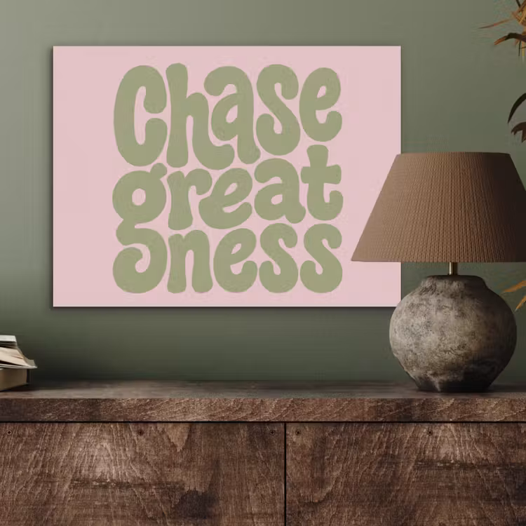 Chase greatness - Groen - Roze - Retro PET vilt klein -sfeer2
