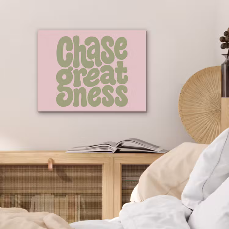 Chase greatness - Groen - Roze - Retro PET vilt klein -sfeer3