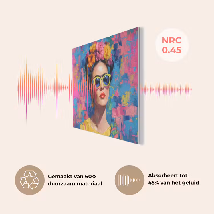 Vrolijk portret - Vrouw - Bloemenkroon PET vilt klein -USP_NL
