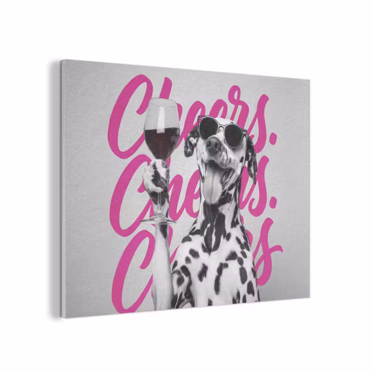 Cheers - Hond - Roze - Wijn PET vilt klein -3d