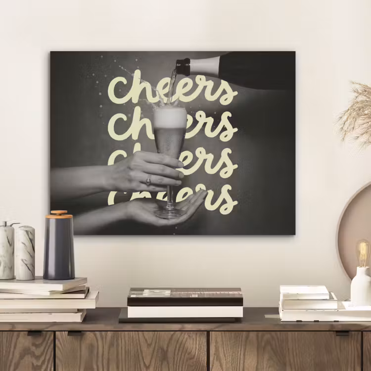 Cheers - Wijn - Zwart - Wit PET vilt klein -sfeer1