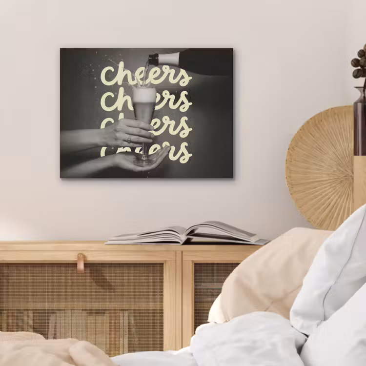 Cheers - Wijn - Zwart - Wit PET vilt klein -sfeer3