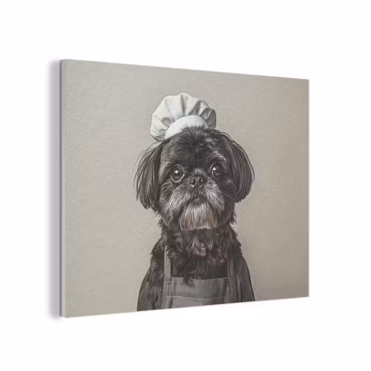 Kokskleding - Zwart - Hondje PET vilt klein -3d
