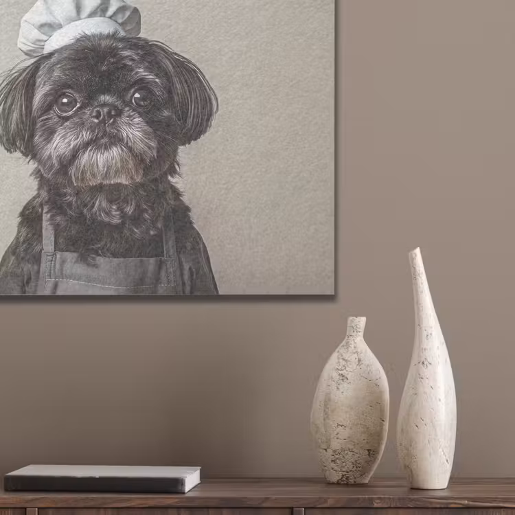 Kokskleding - Zwart - Hondje PET vilt klein -sfeer6_closeup
