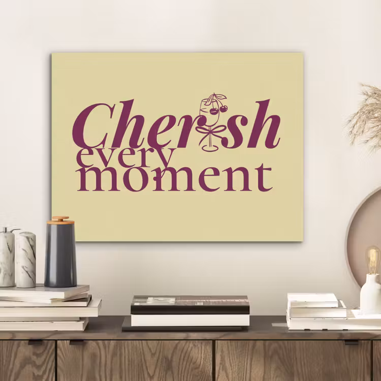Cherish every moment - Cocktailglas - Geel PET vilt klein -sfeer1