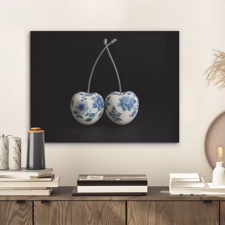 Kersen - Delfts blauw - Fruit PET vilt klein -sfeer1