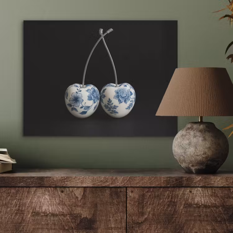 Kersen - Delfts blauw - Fruit PET vilt klein -sfeer2