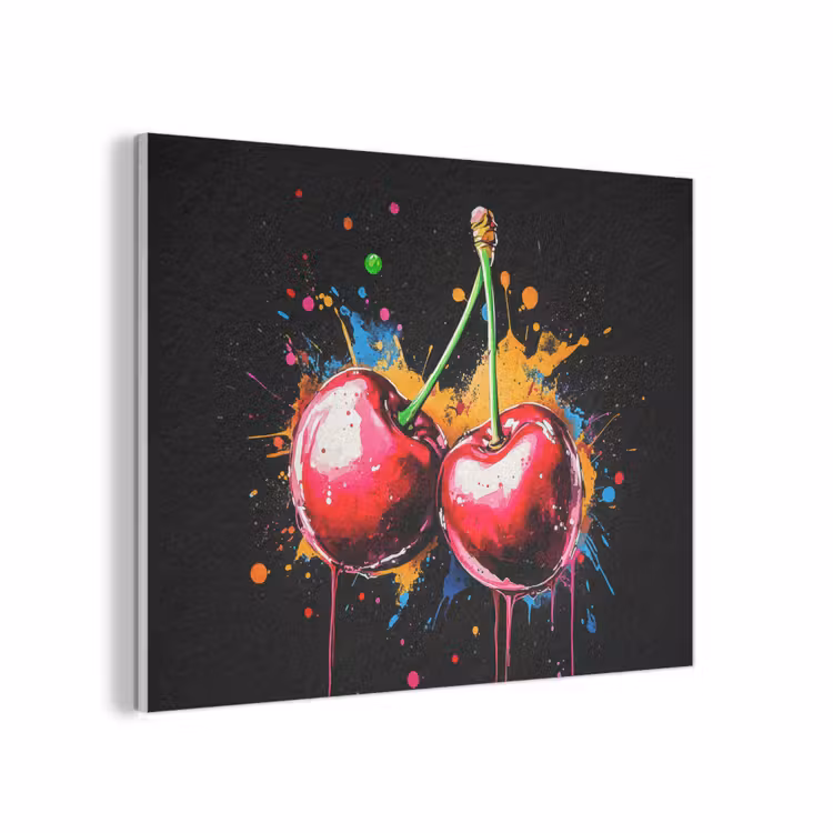 Kersen - Fruit - Graffiti - Verf - Abstract - Modern - Kleurrijk PET vilt klein -3d