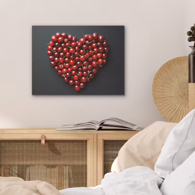 Kersen - Hart - Rood - Zwart PET vilt klein -sfeer3
