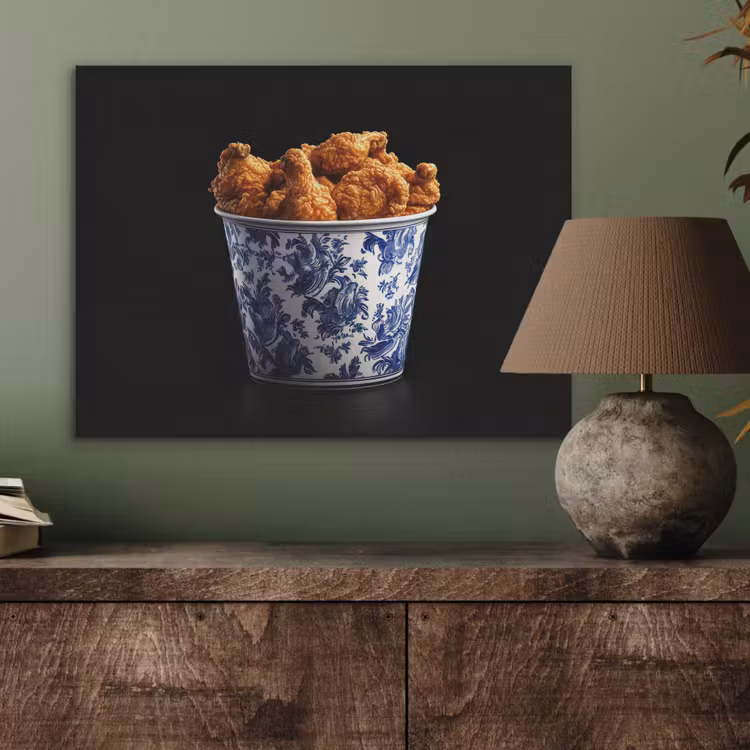 Kip - Bucket - Delfts blauw - Lekker PET vilt klein -sfeer2